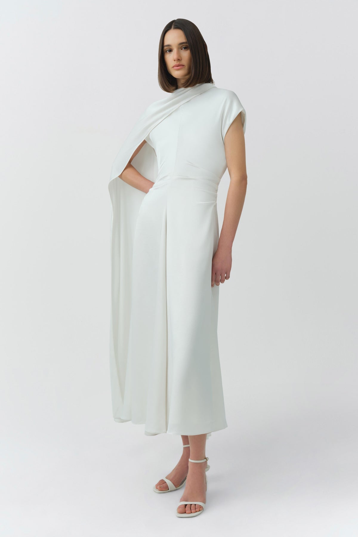 Jacka Satin Cape Midi Dress
