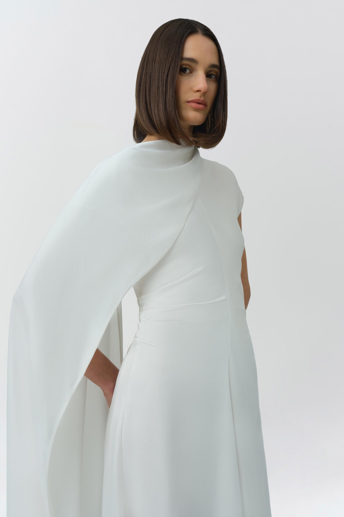 Jacka Satin Cape Midi Dress