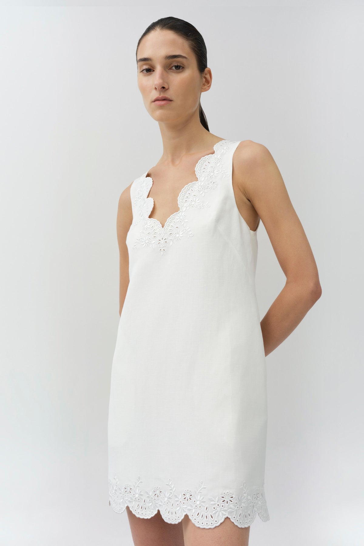 Edena Embroidered Linen Mini Dress