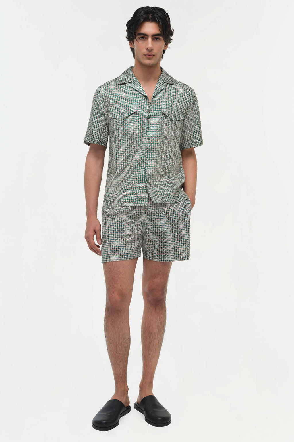 Clarke Silk Foulard Camp Shirt