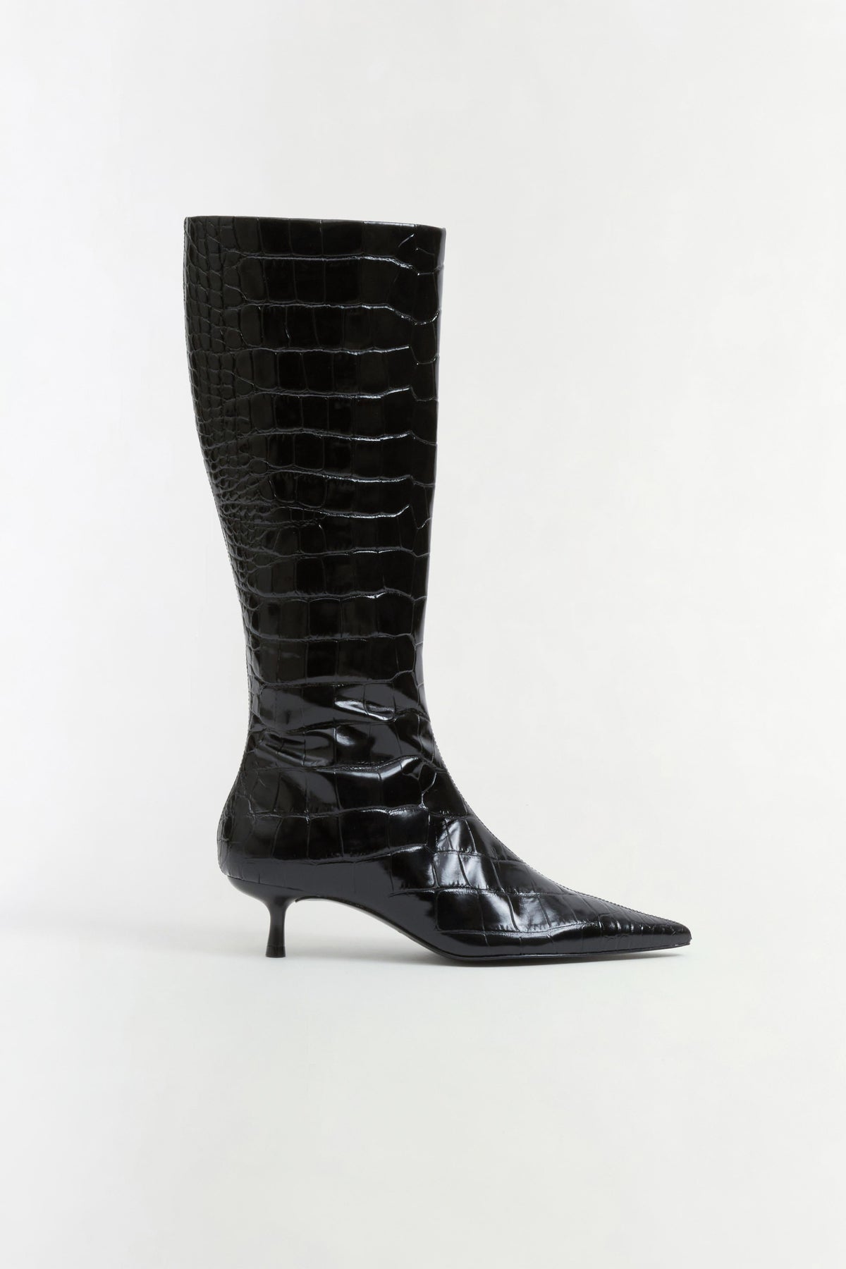 Janine Croc-Embossed Leather Knee High Boot