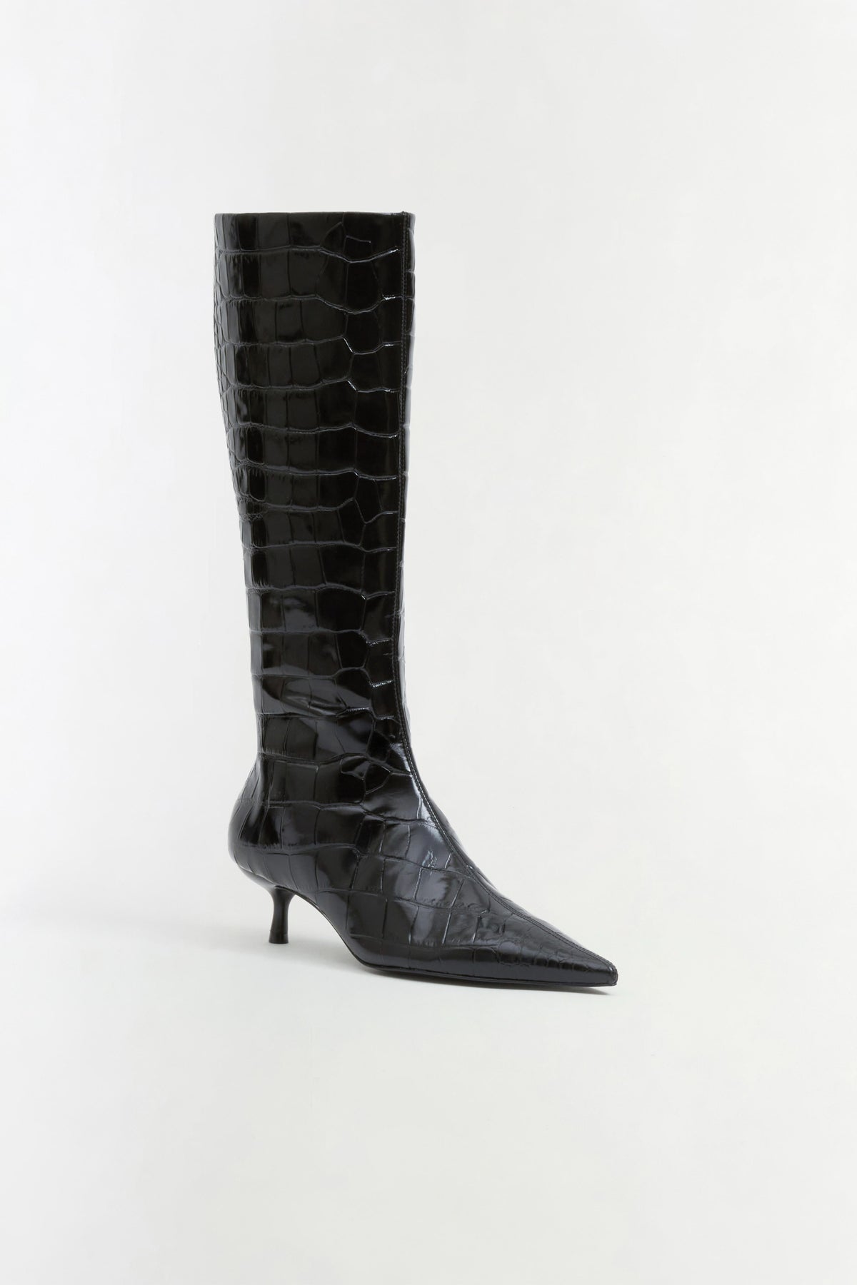 Janine Croc-Embossed Leather Knee High Boot