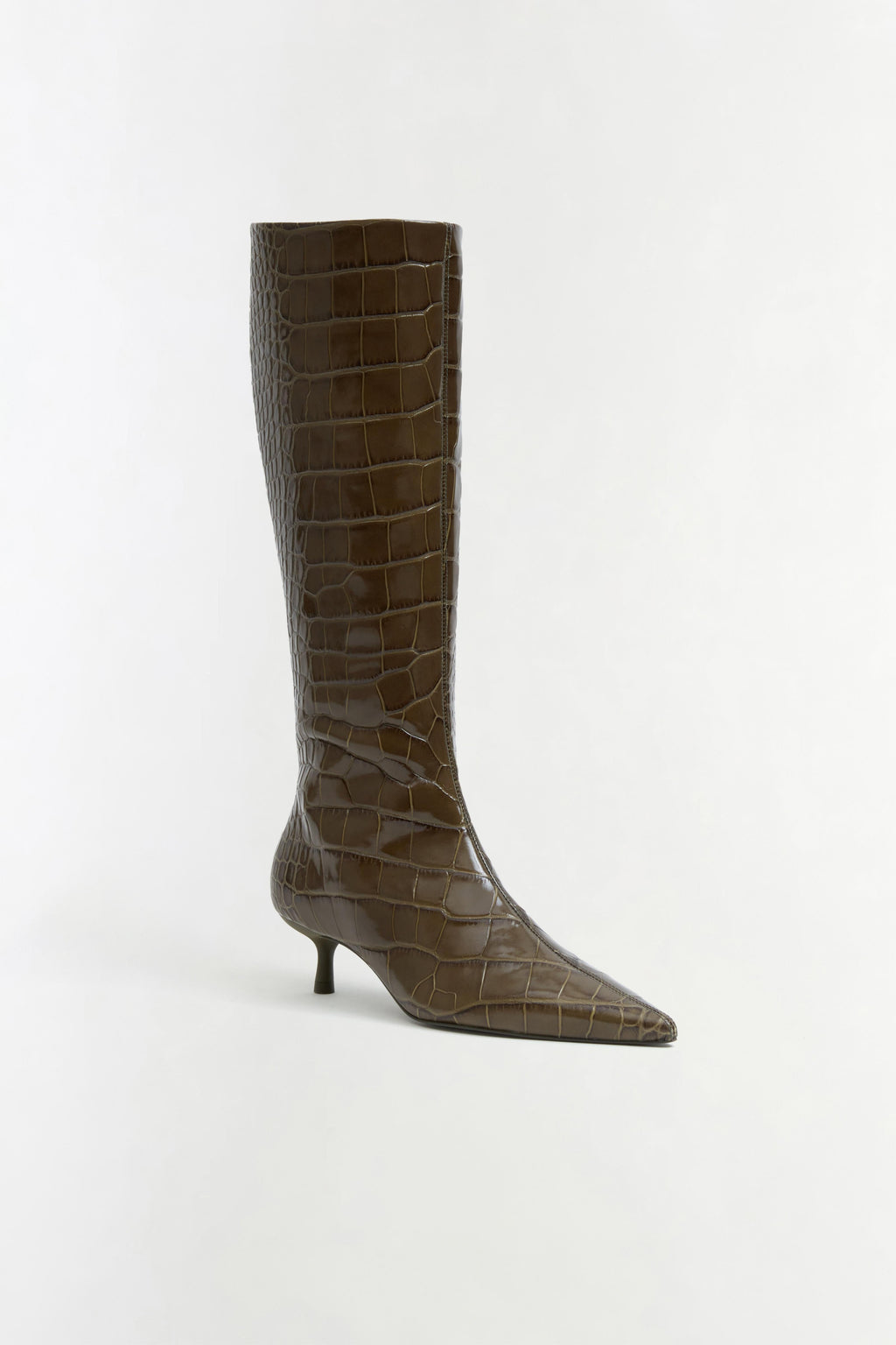 Janine Croc-Embossed Leather Knee High Boot