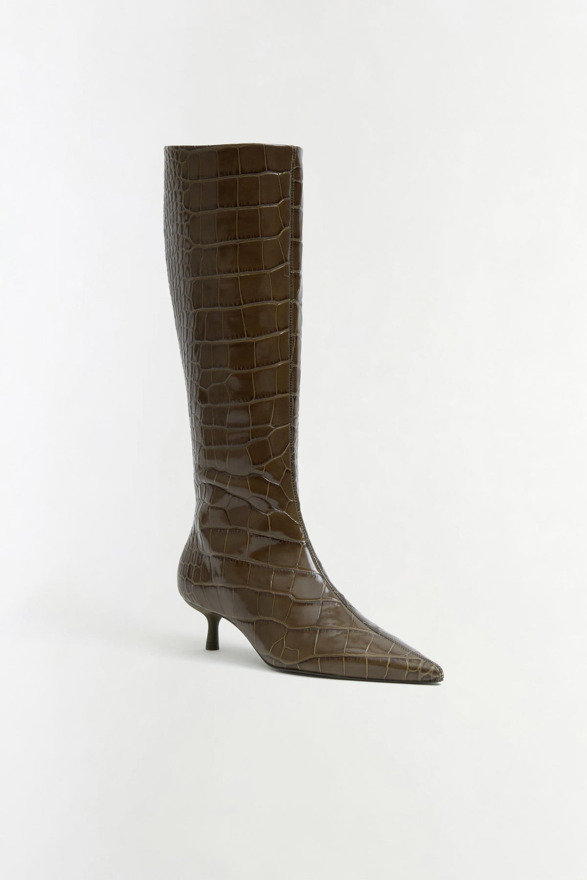 Janine Croc-Embossed Leather Knee High Boot