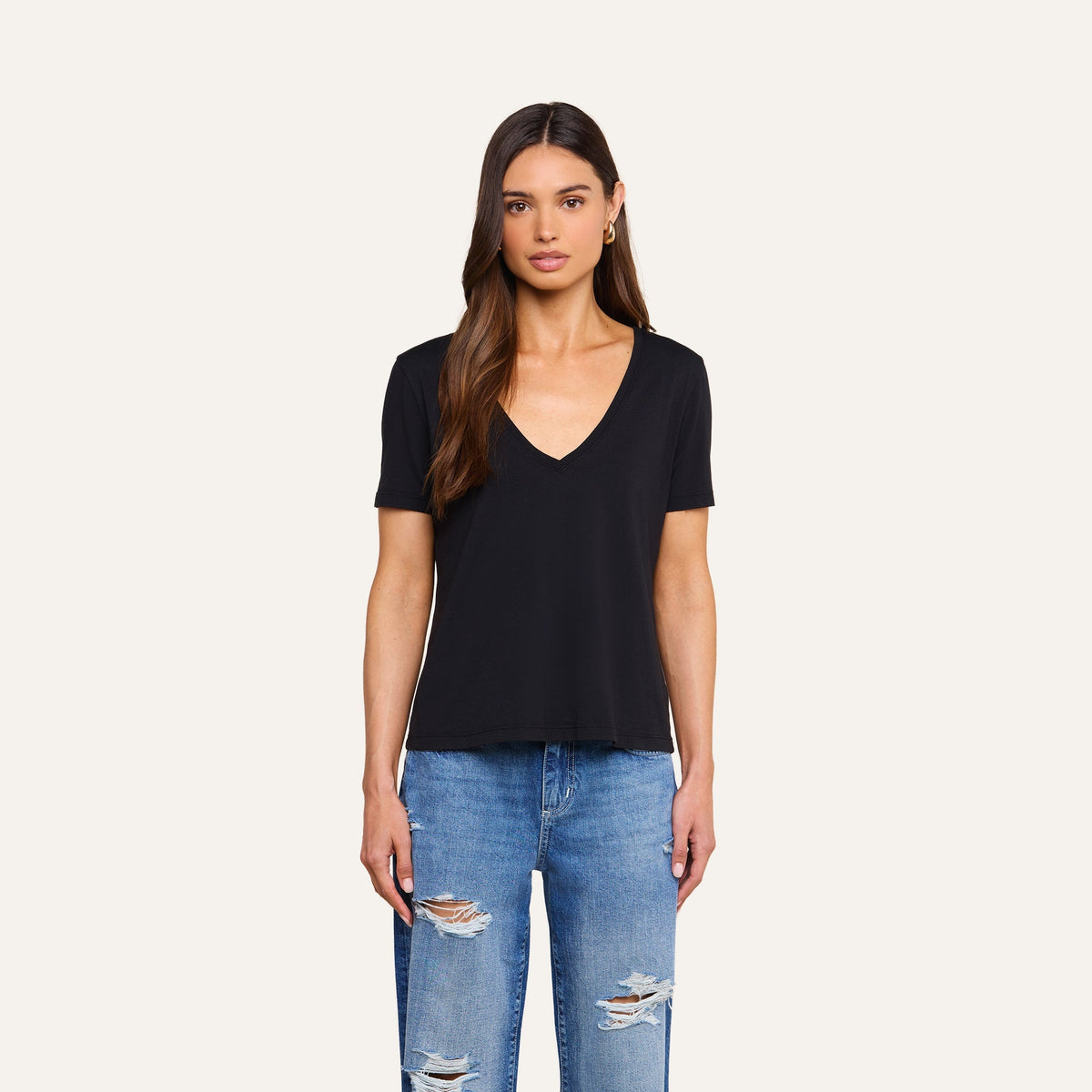 Brianna Cotton V-Neck Tee