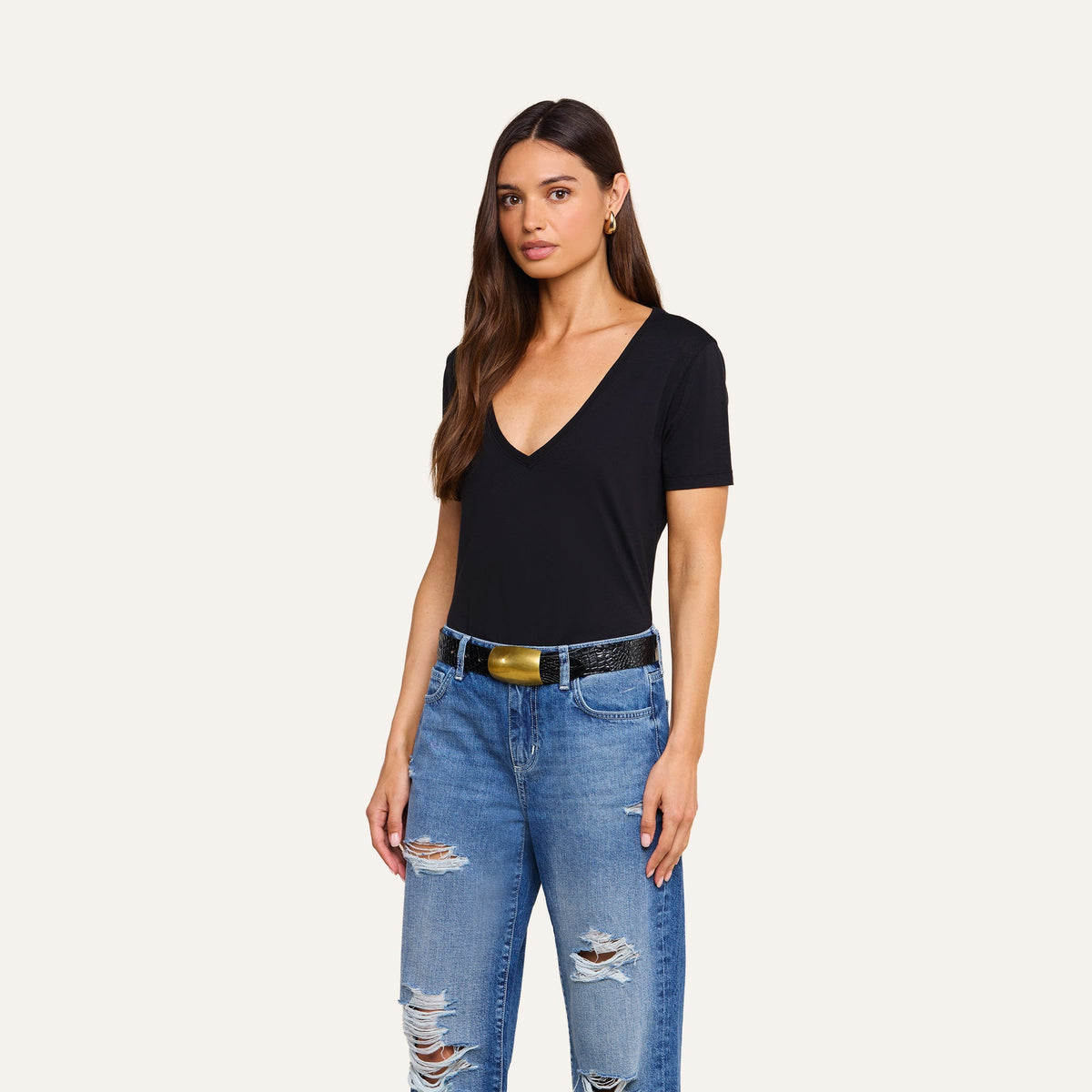 Brianna Cotton V-Neck Tee