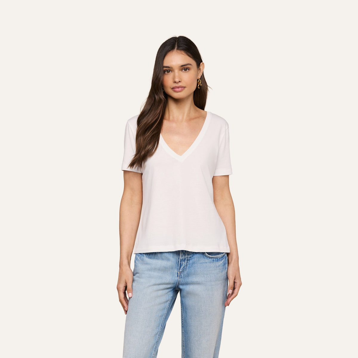Brianna Cotton V-Neck Tee