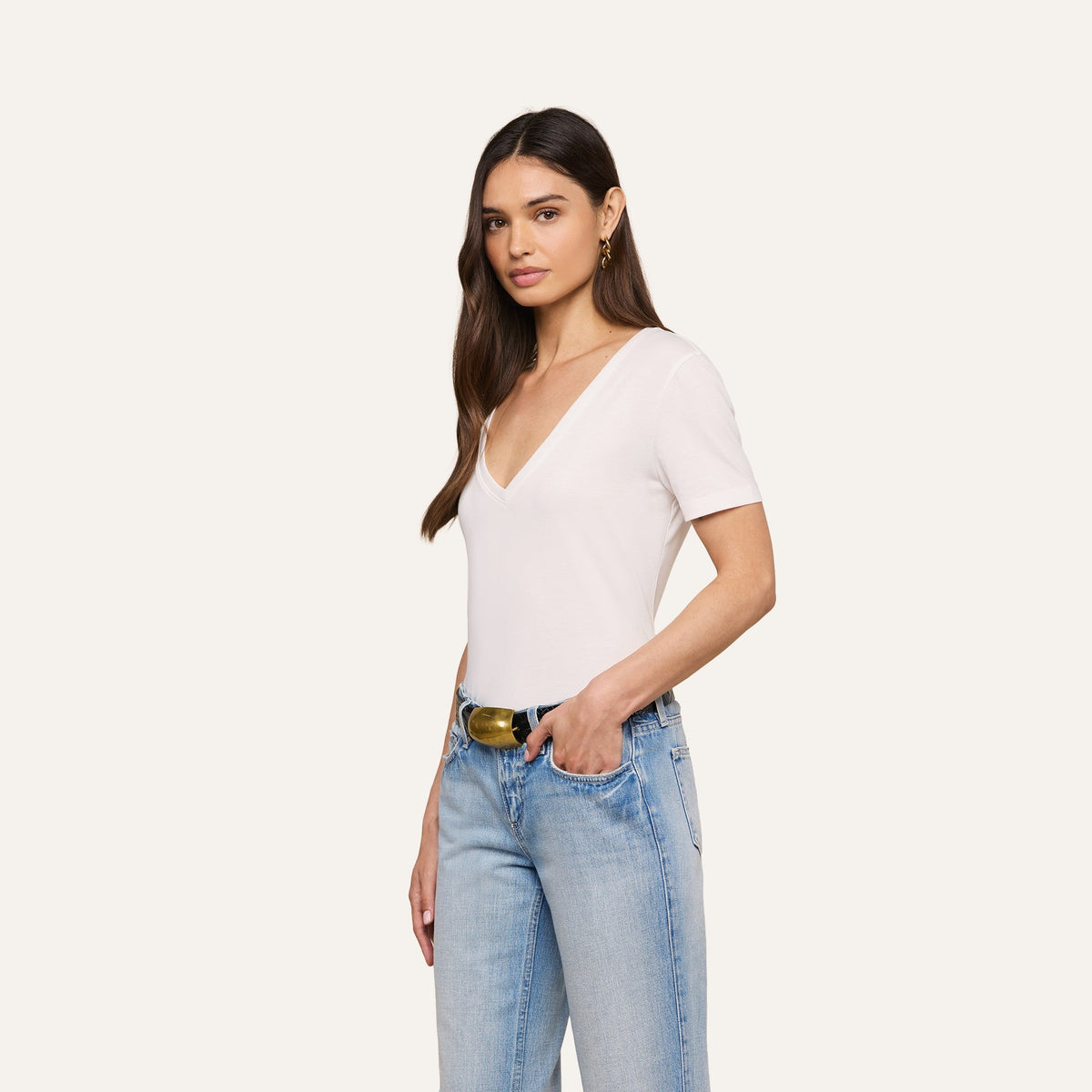 Brianna Cotton V-Neck Tee