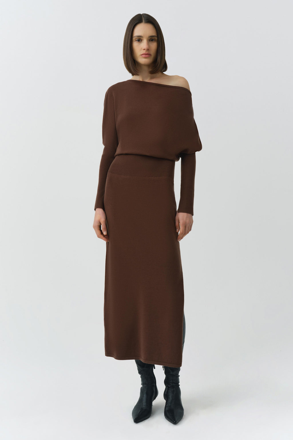Janese Off Shoulder Knit Midi Dress