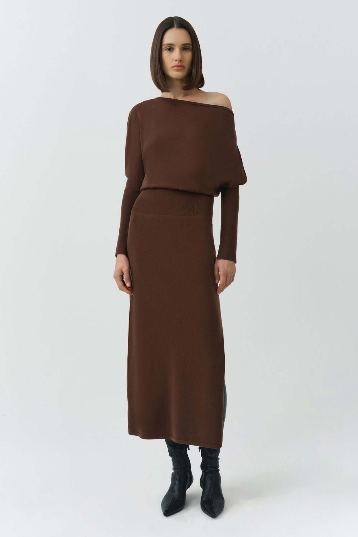Janese Off Shoulder Knit Midi Dress