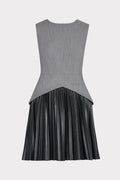 Haddy Leather Pleated Combo Mini Dress