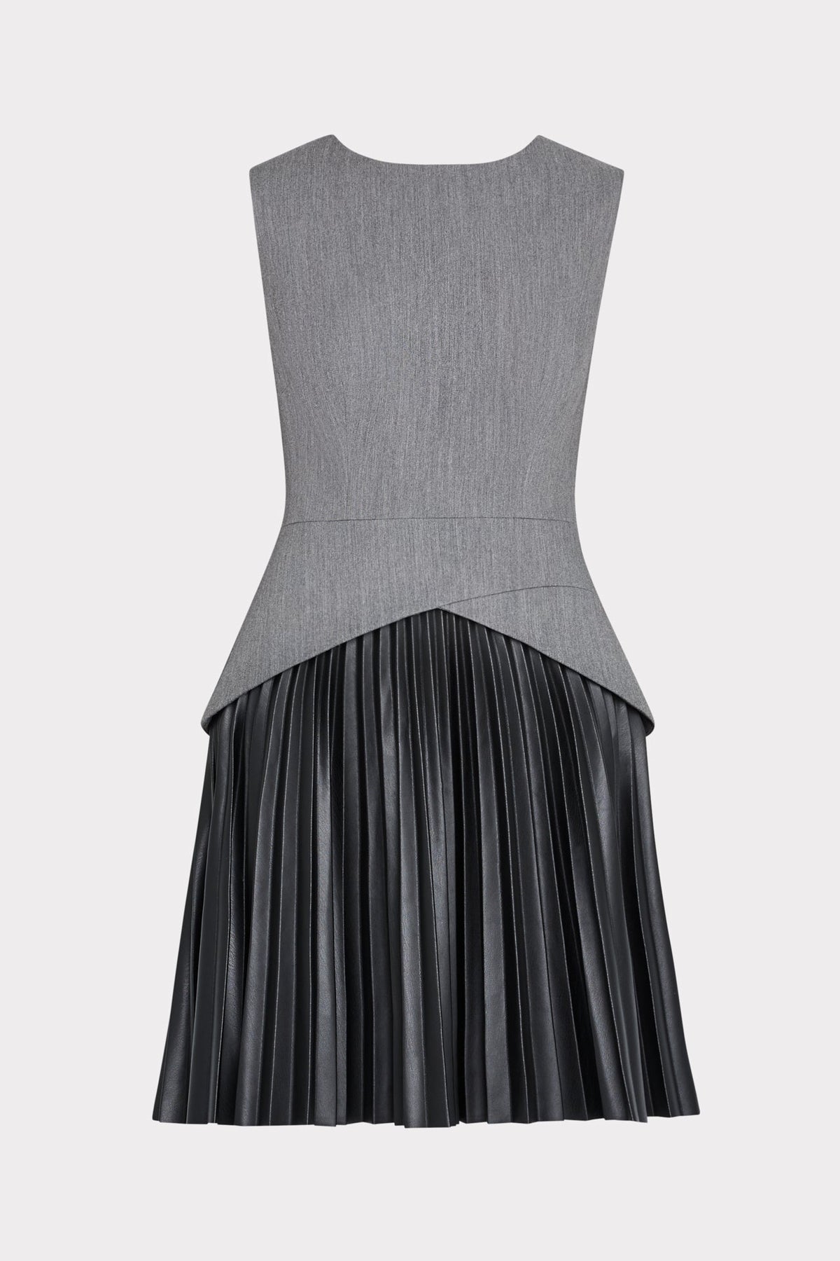 Haddy Leather Pleated Combo Mini Dress