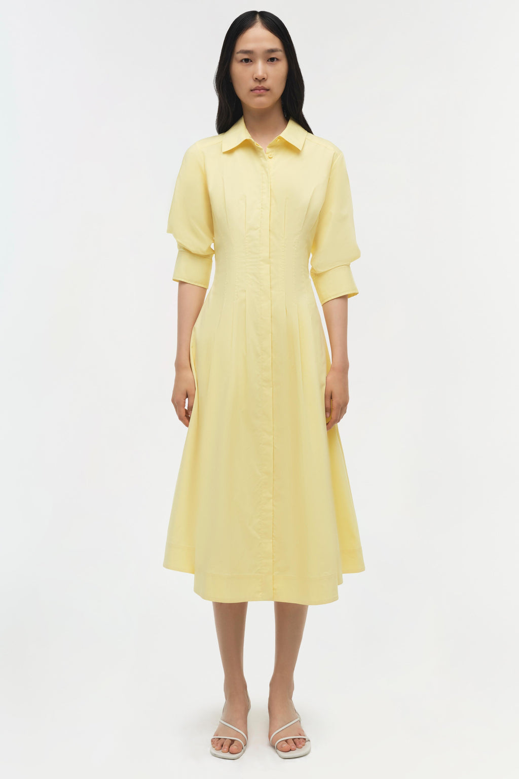 Jazz Cotton Pintuck Midi Dress