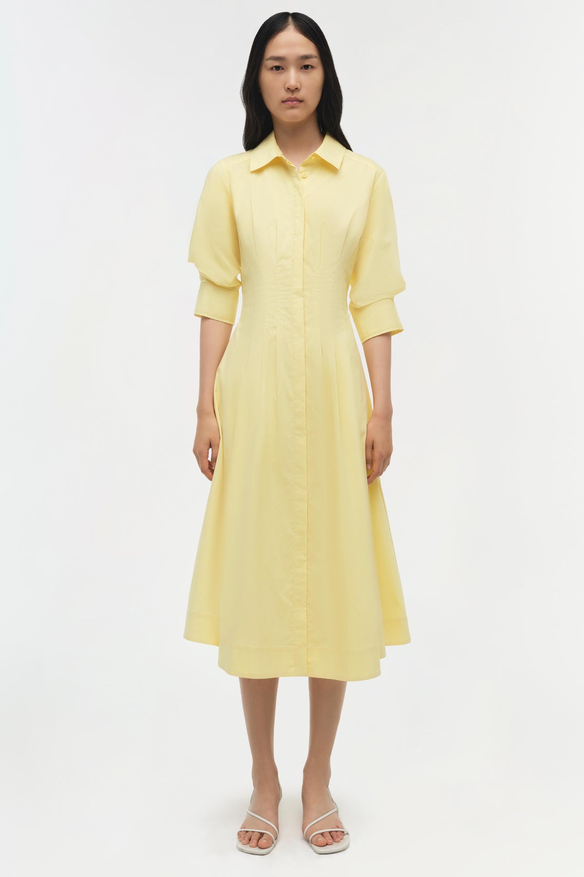 Jazz Cotton Pintuck Midi Dress