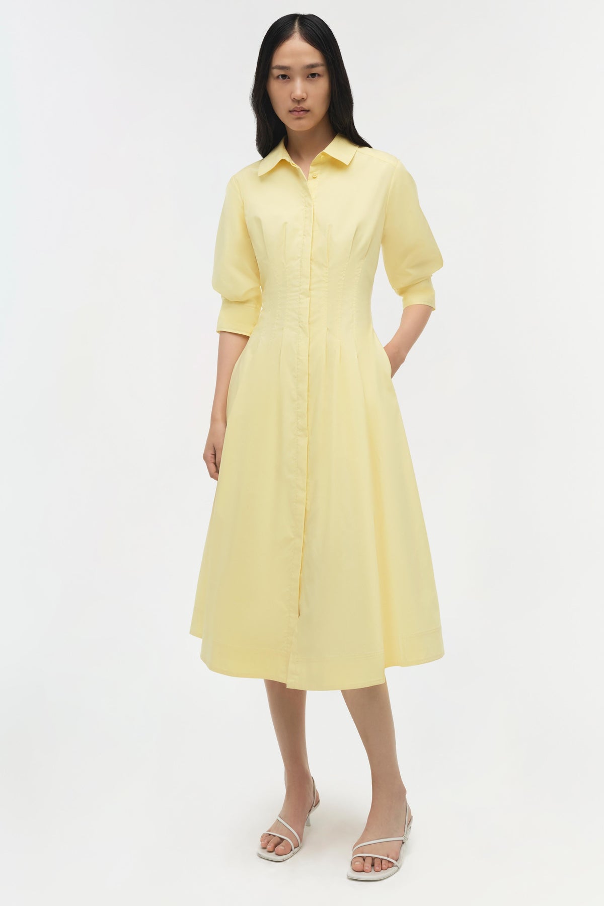 Jazz Cotton Pintuck Midi Dress