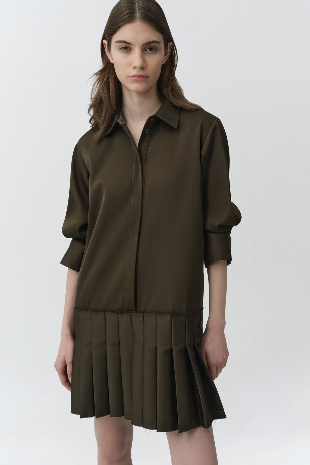 Regina Pleated Mini Shirt Dress
