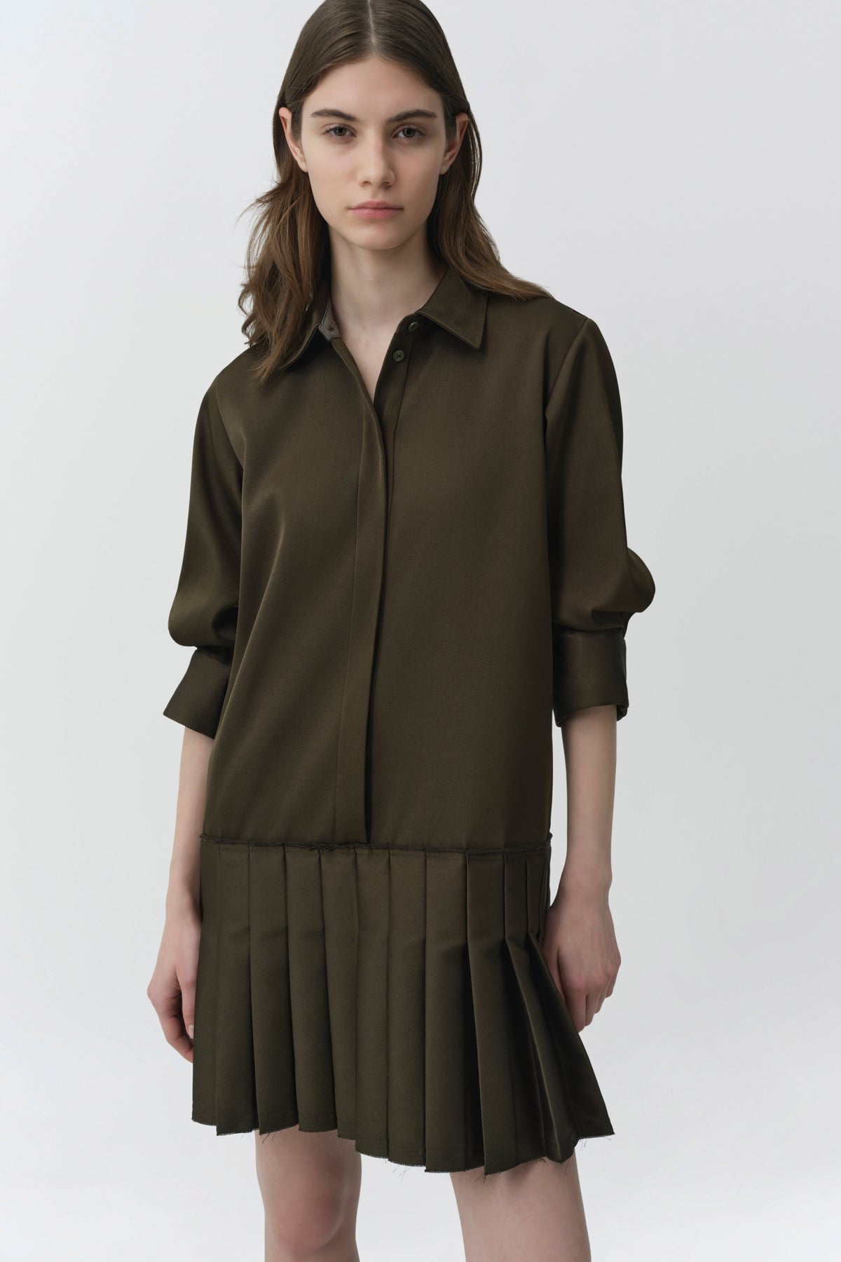 Regina Pleated Mini Shirt Dress
