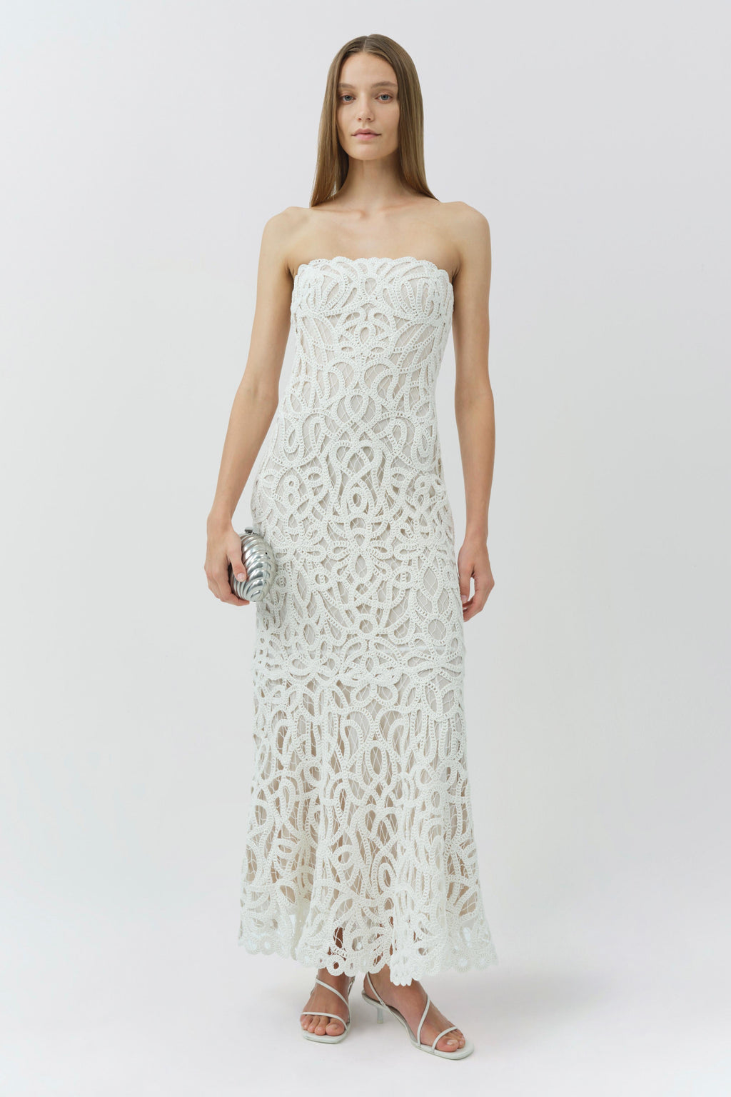 Clairis Lace Bustier Midi Dress