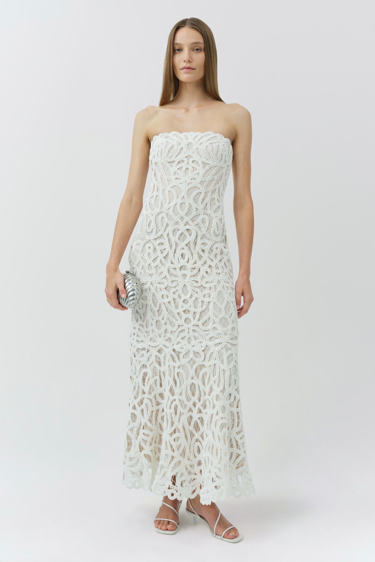 Clairis Lace Bustier Midi Dress