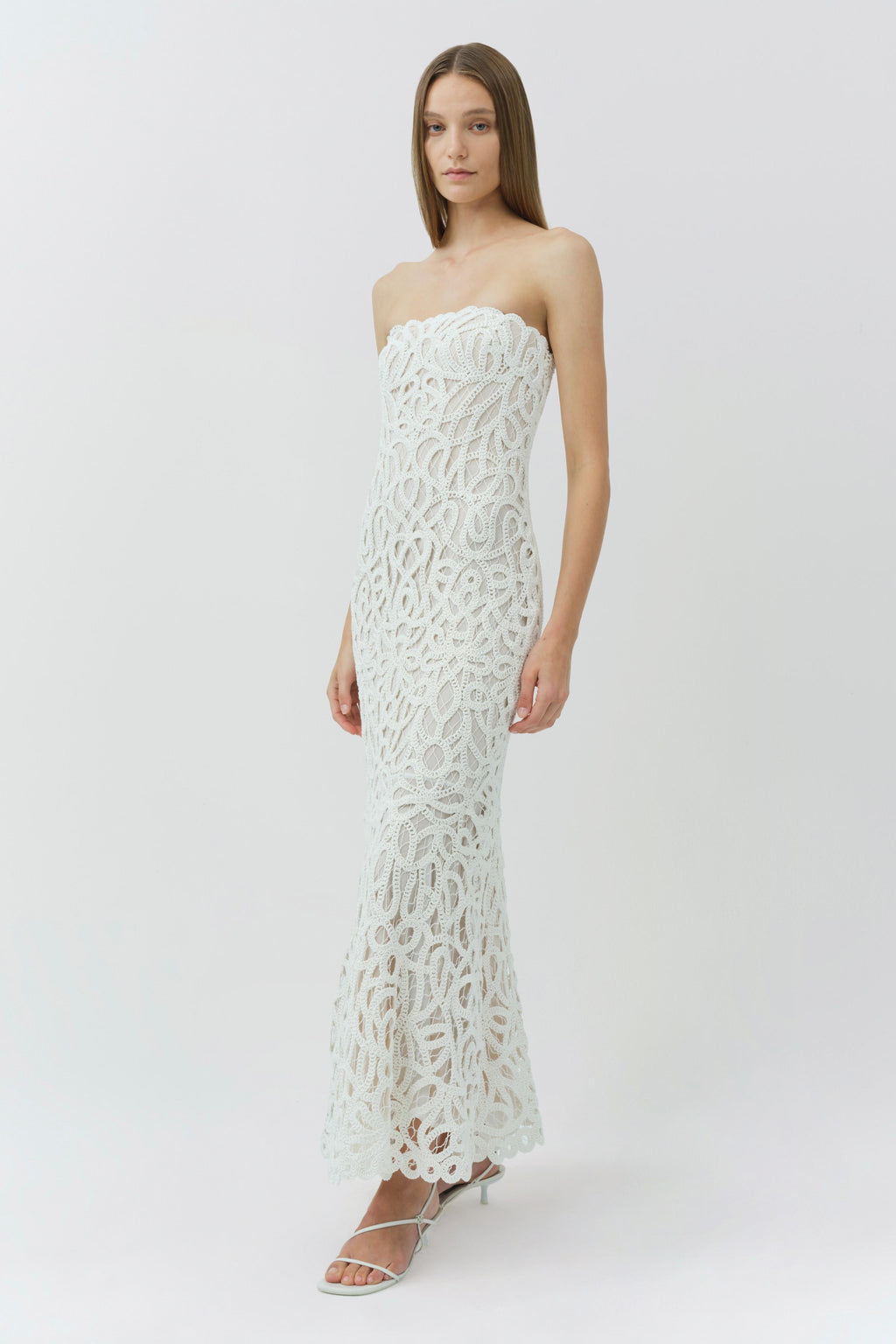 Clairis Lace Bustier Midi Dress