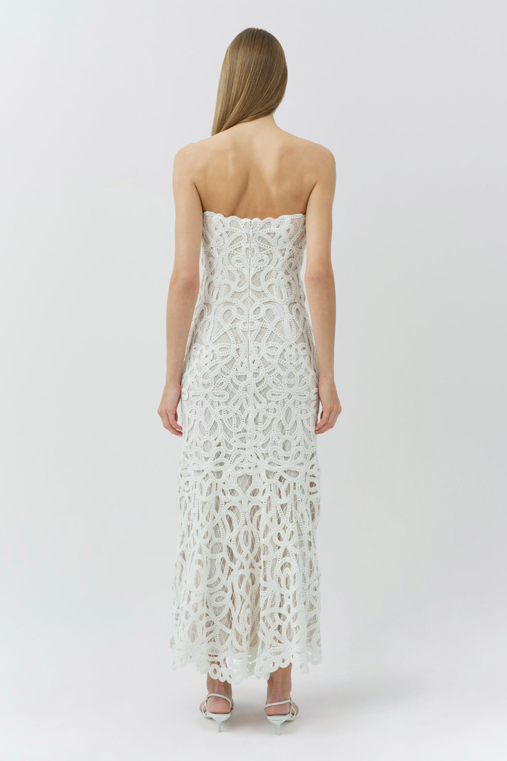 Clairis Lace Bustier Midi Dress