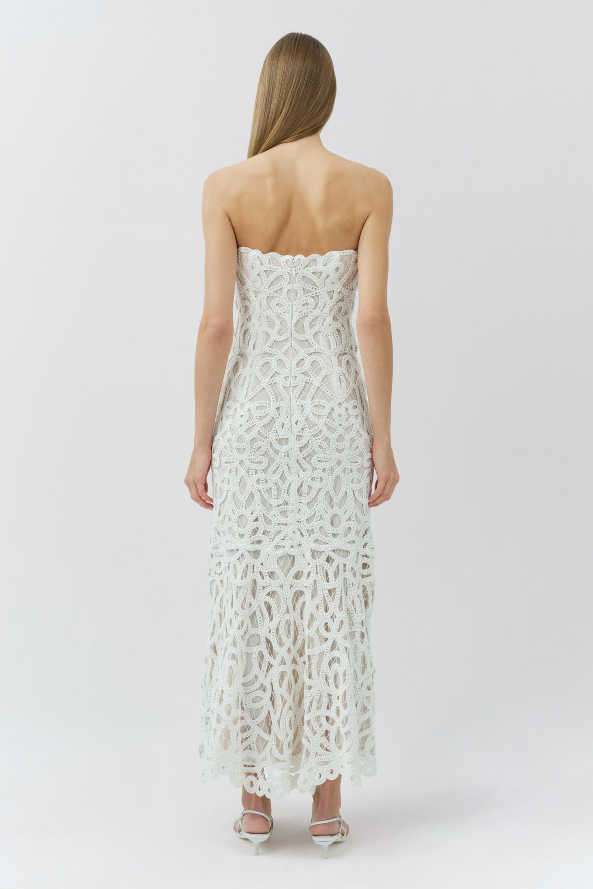 Clairis Lace Bustier Midi Dress