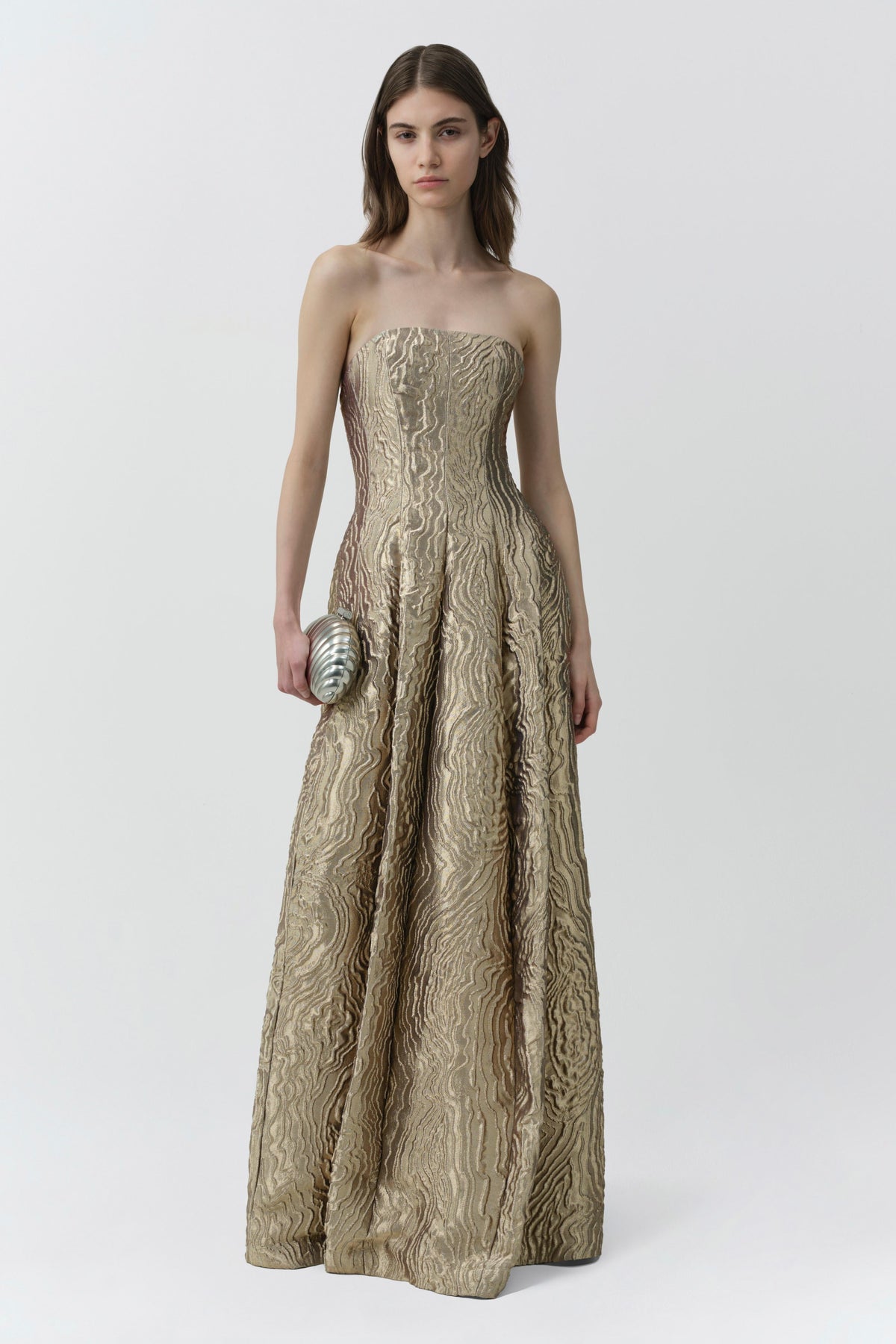 Celeste Metallic Jacquard Gown