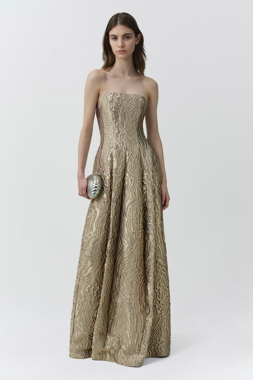 Celeste Metallic Jacquard Gown
