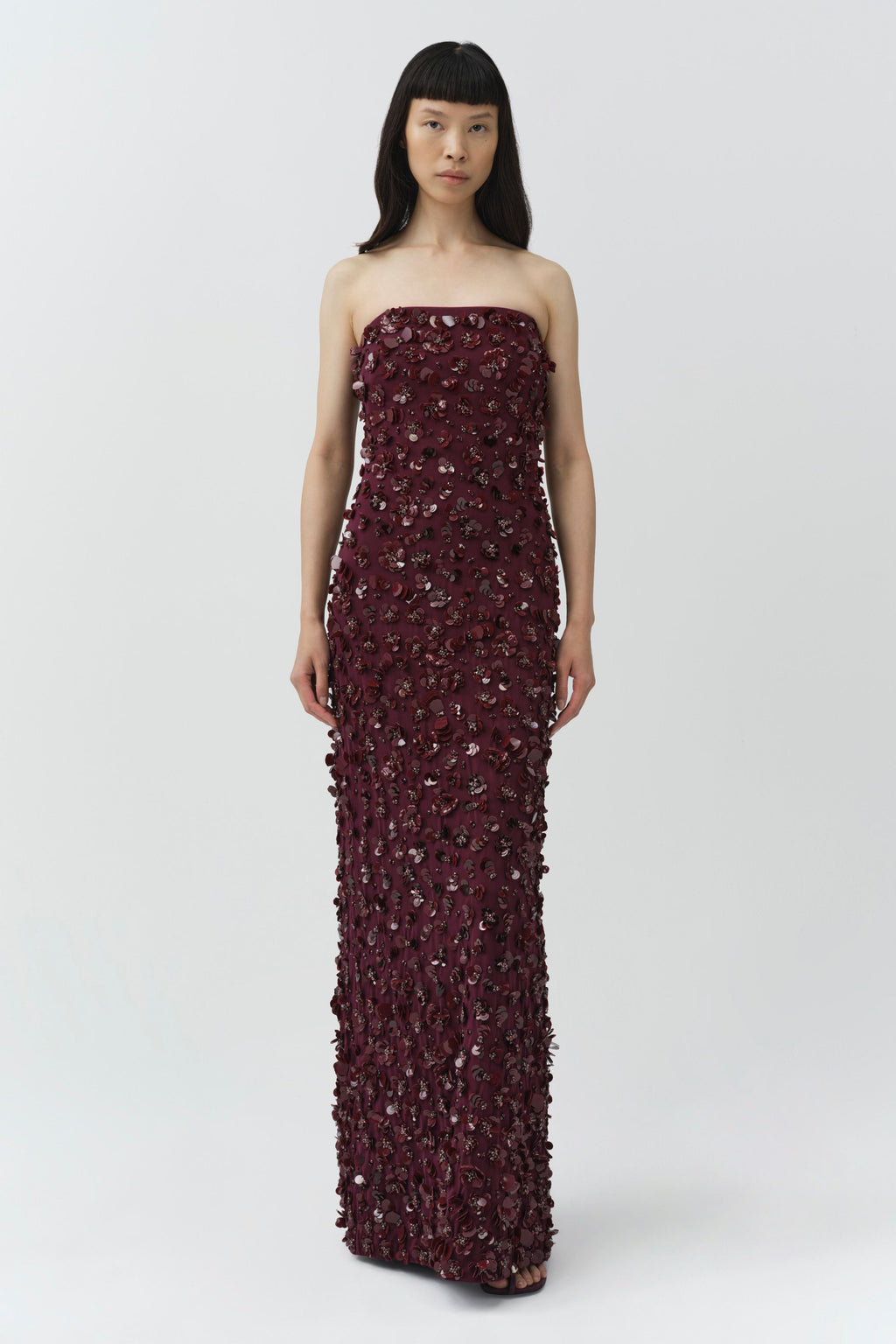 Serafina Strapless Embellished Gown