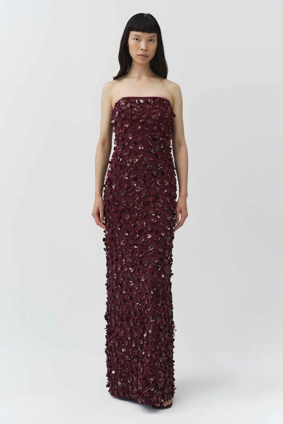 Serafina Strapless Embellished Gown