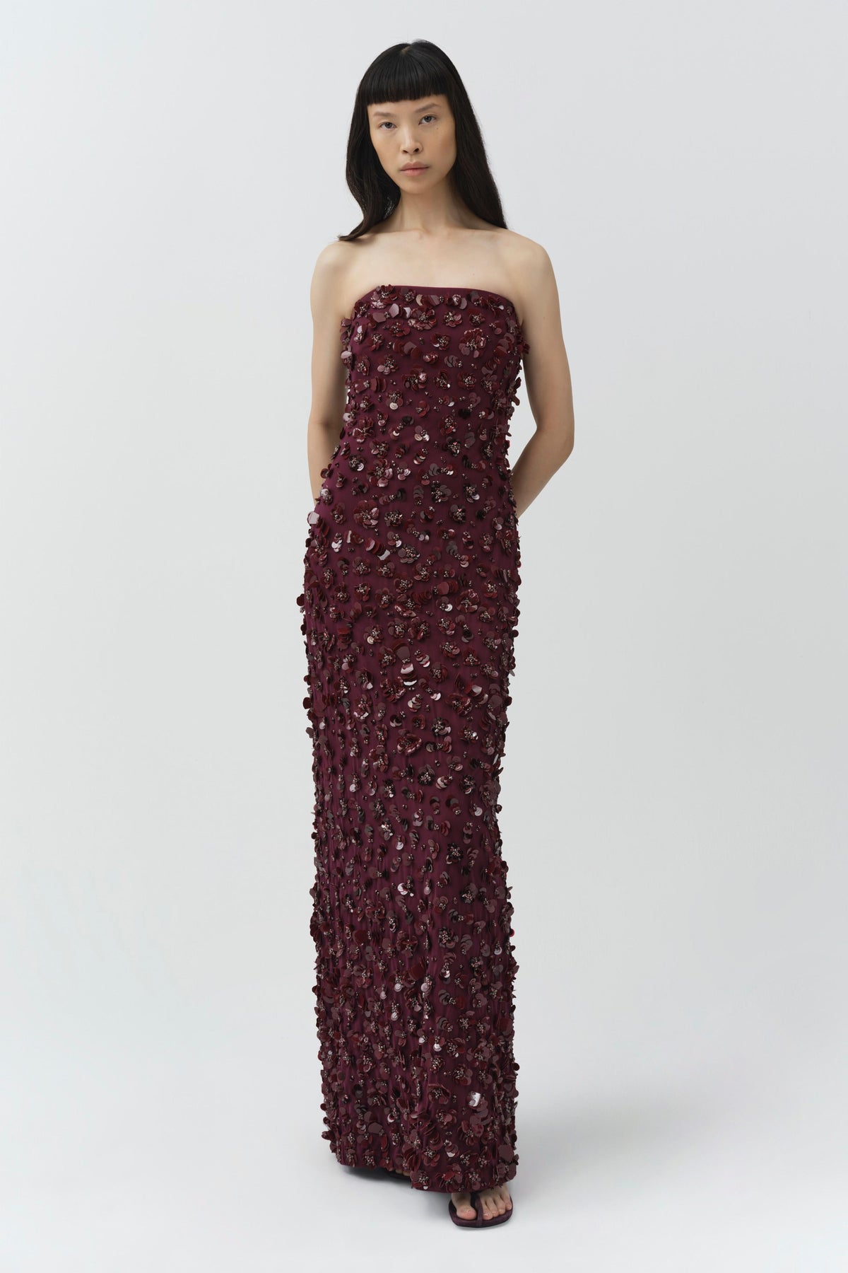 Serafina Strapless Embellished Gown