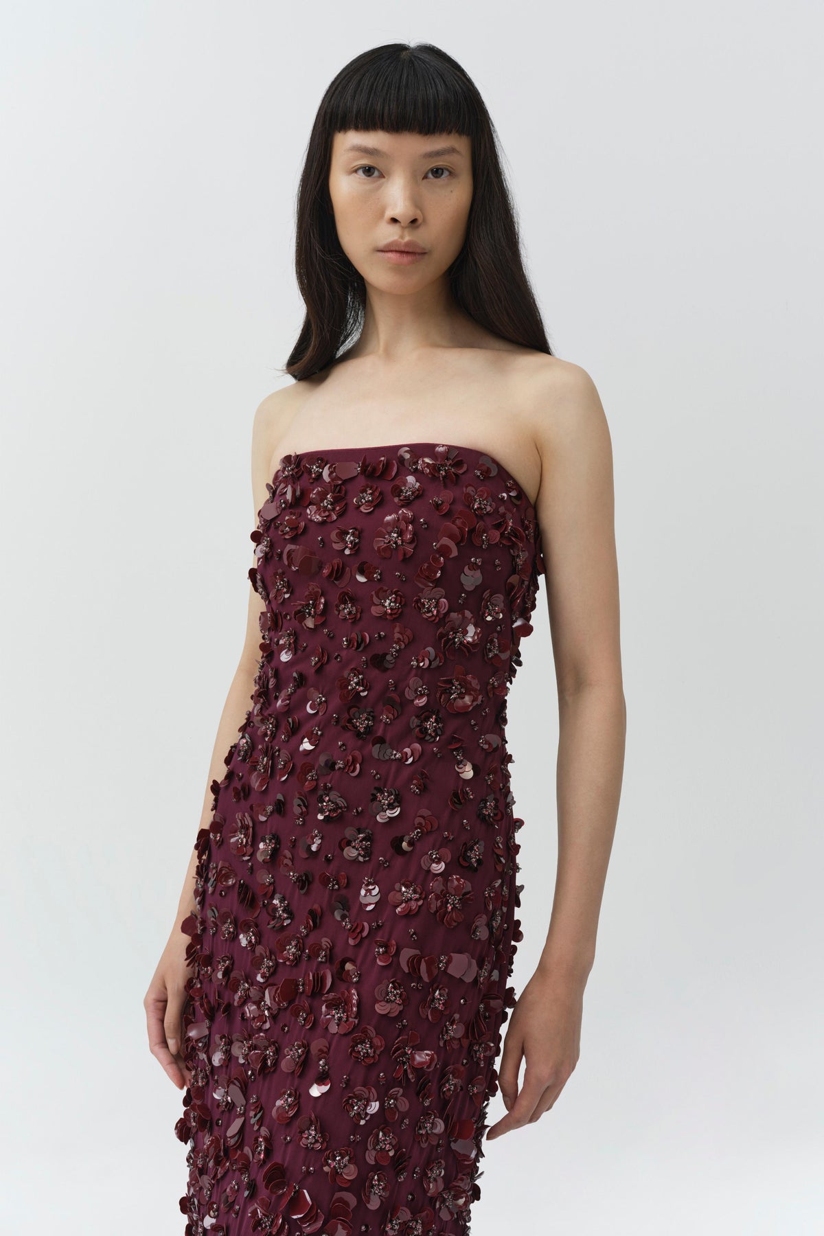 Serafina Strapless Embellished Gown
