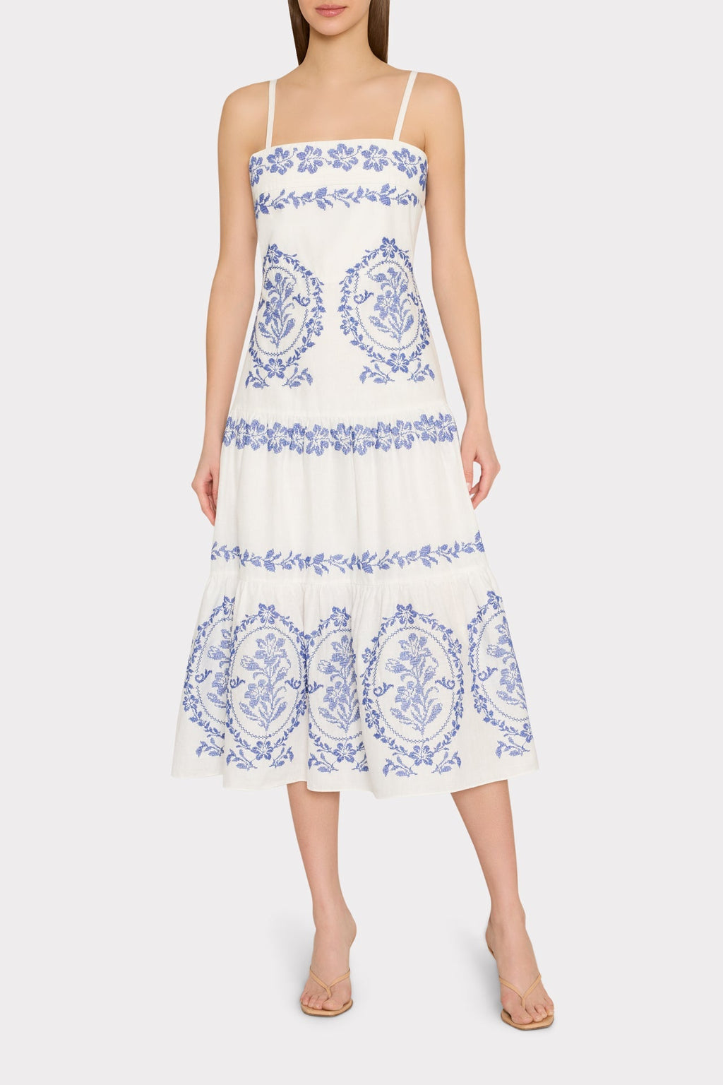 Lela Embroidered Midi Dress