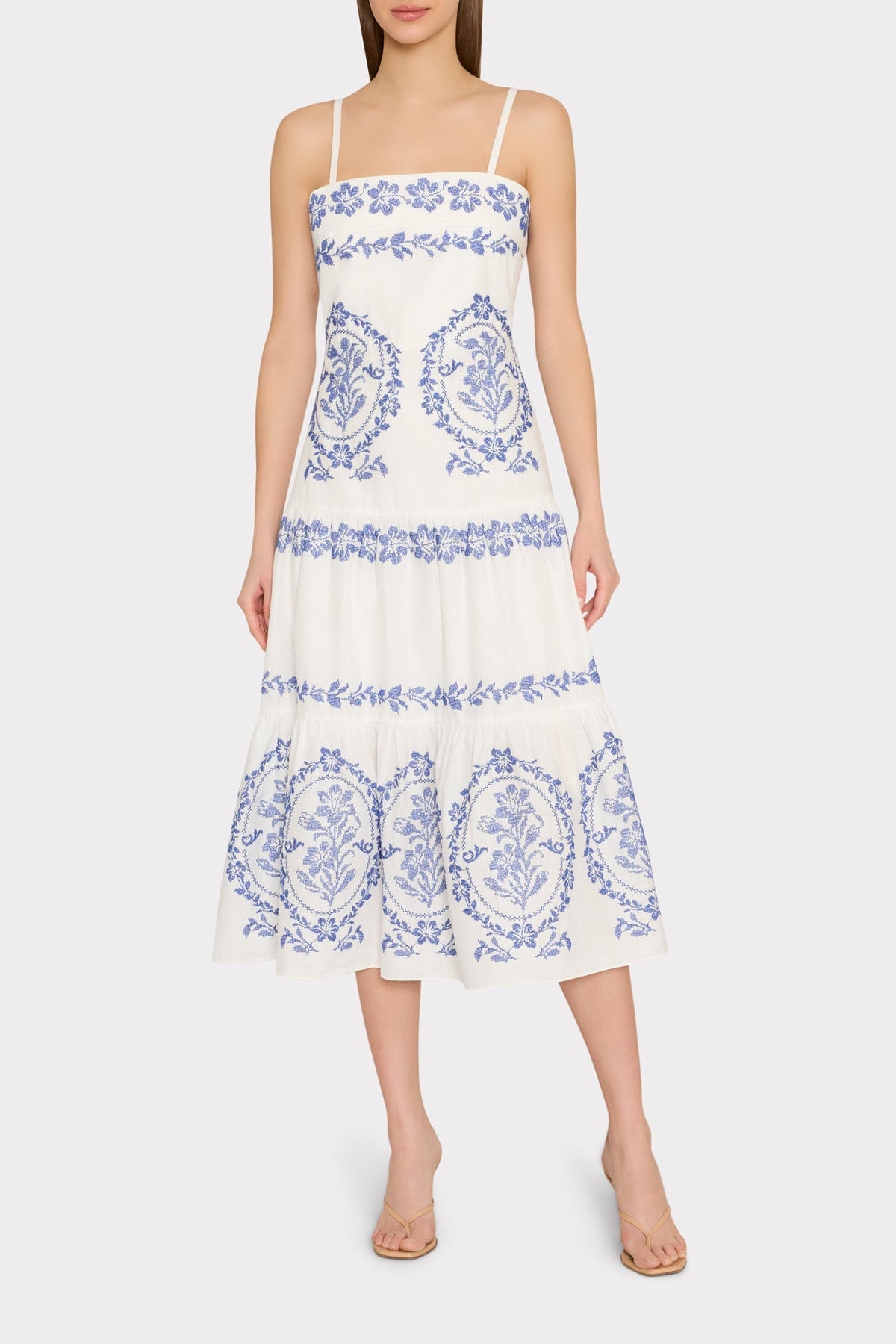 Lela Embroidered Midi Dress