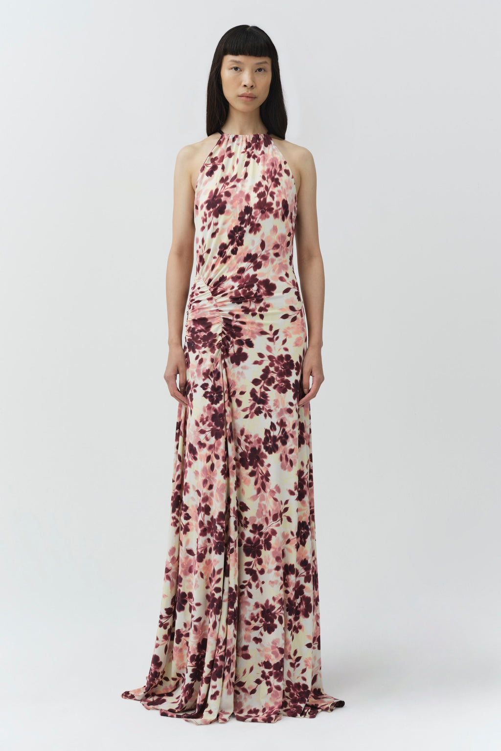 Cerin Draped Jersey Halter Maxi Dress
