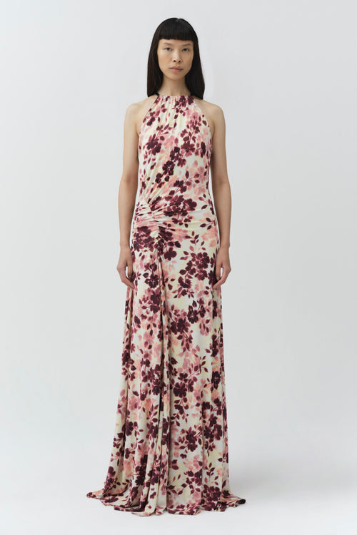 Cerin Draped Jersey Halter Maxi Dress