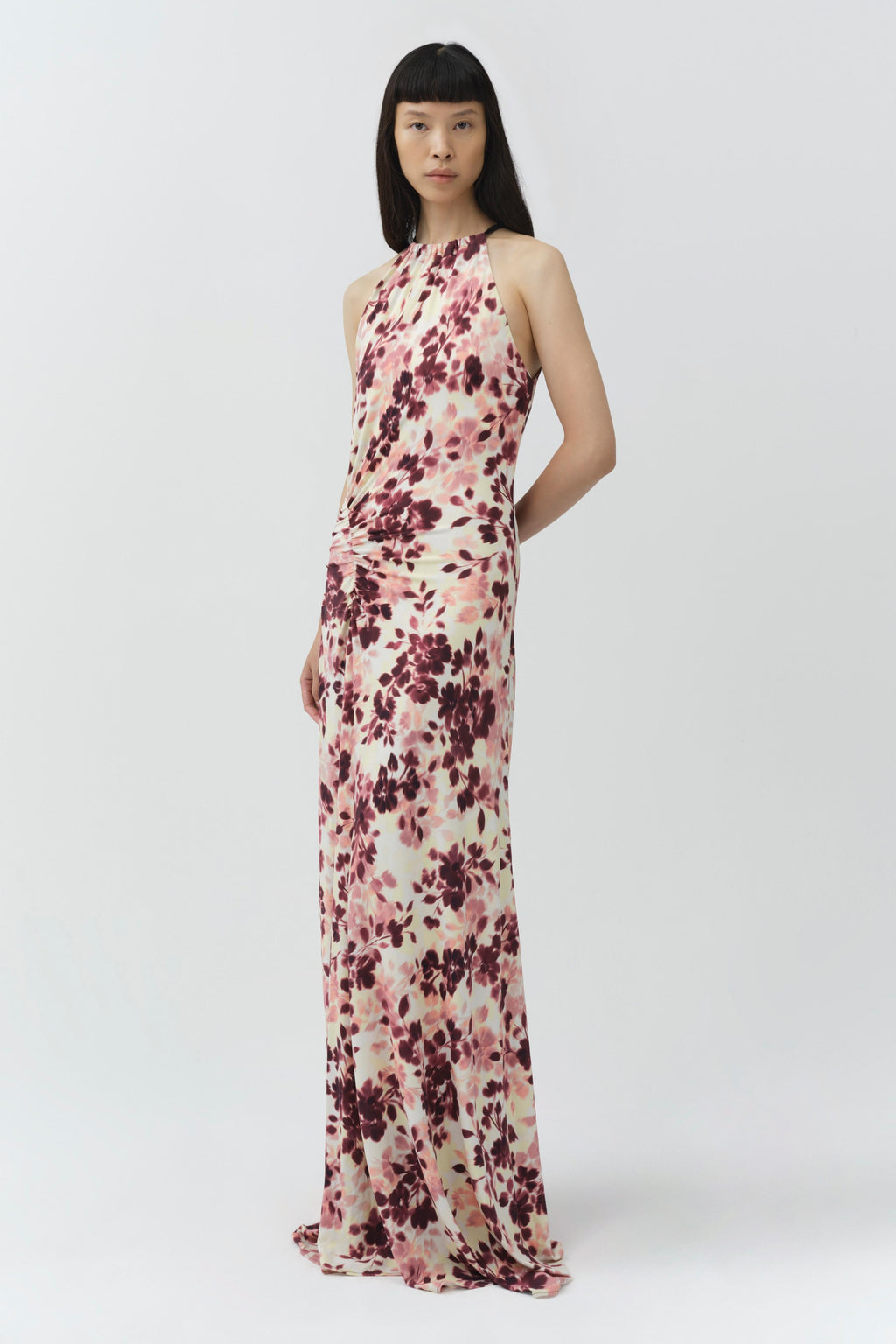 Cerin Draped Jersey Halter Maxi Dress