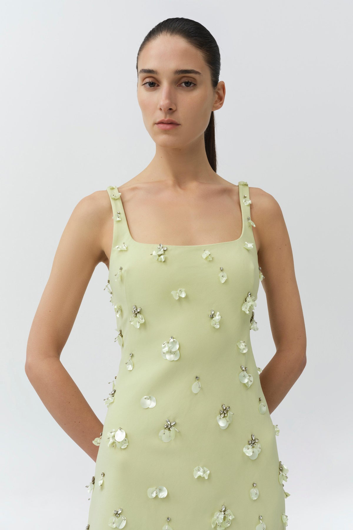 Ziva Embellished Crepe Mini Dress