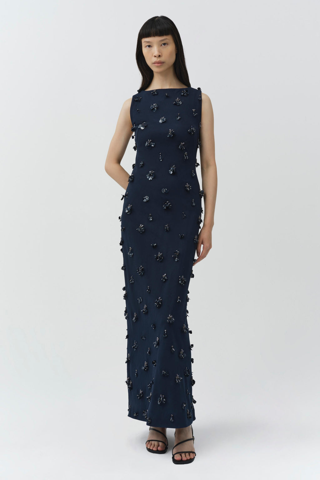 Claudia Embellished Crepe Midi Dress