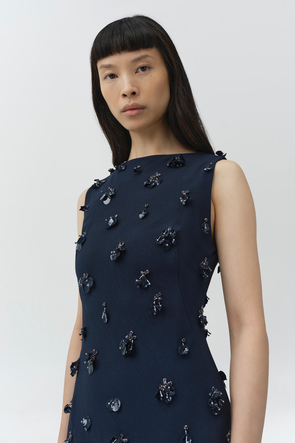 Claudia Embellished Crepe Midi Dress