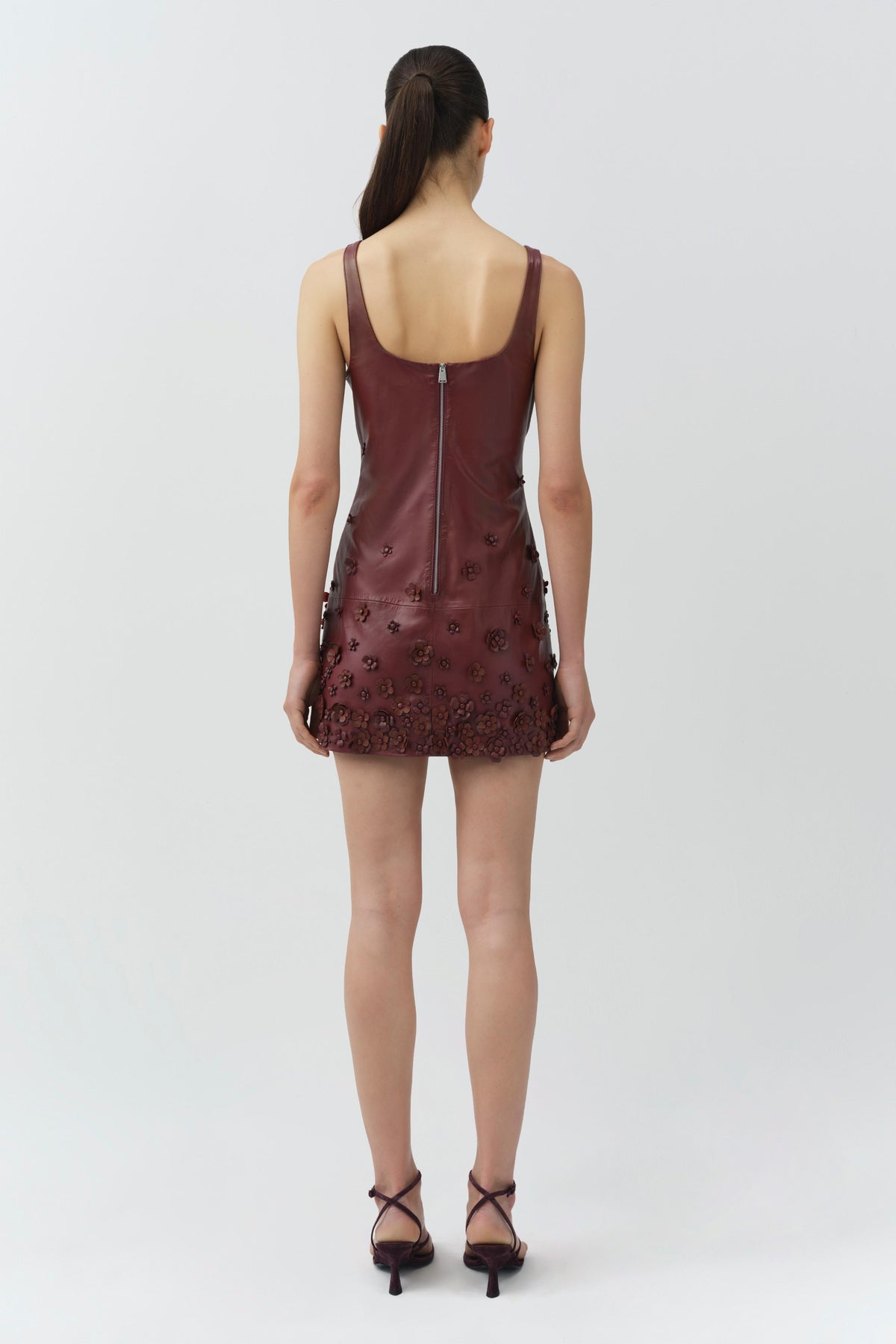 Talen Floral Leather Mini Dress