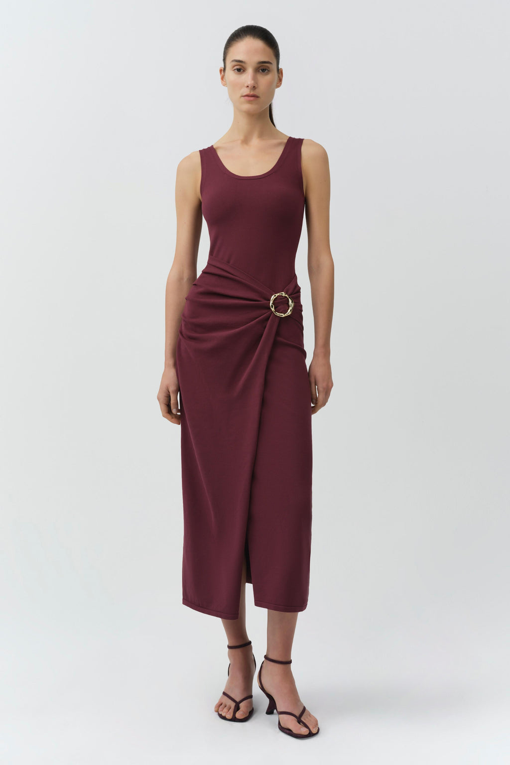Genne Draped Knit Midi Dress