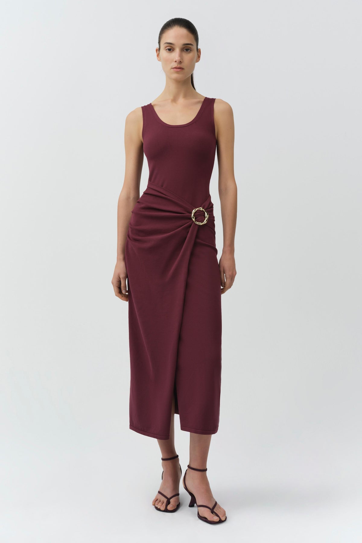 Genne Draped Knit Midi Dress