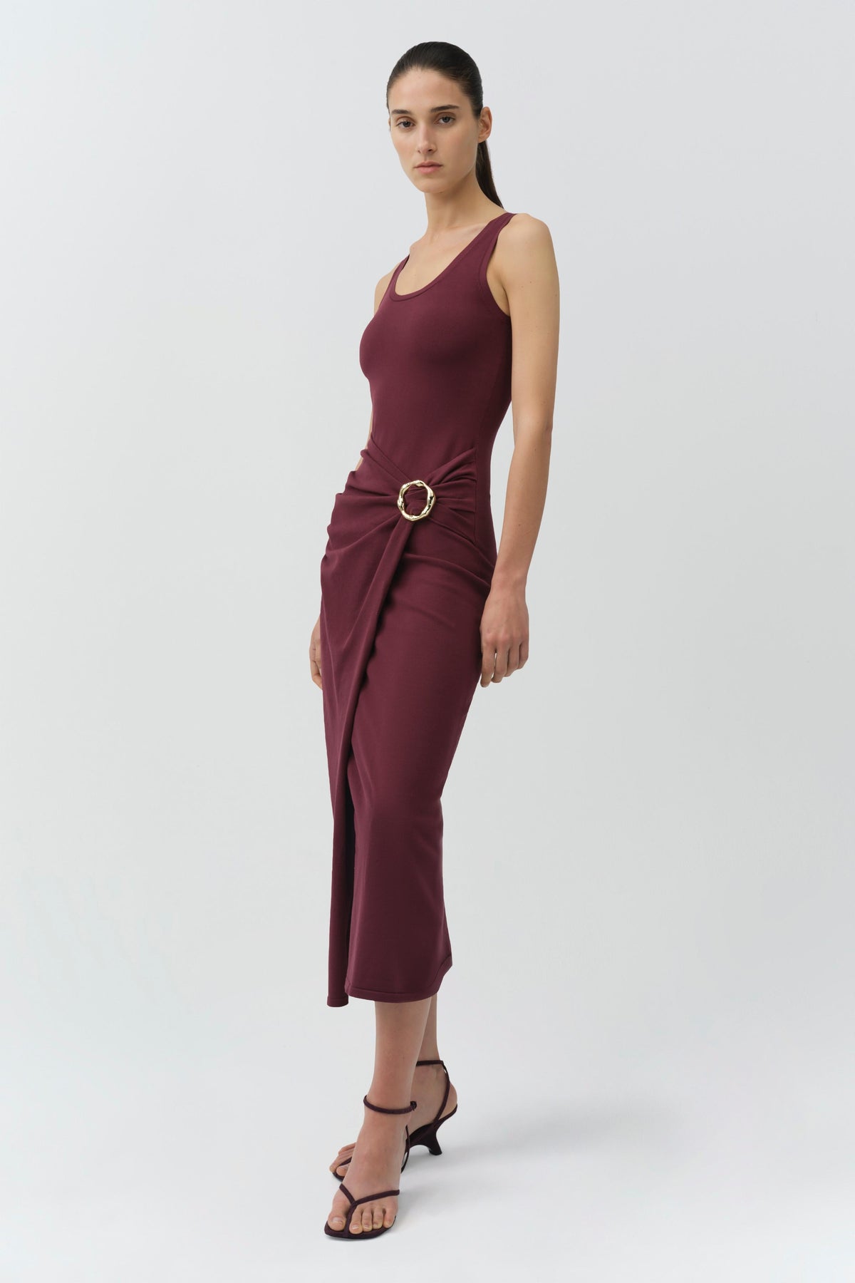 Genne Draped Knit Midi Dress