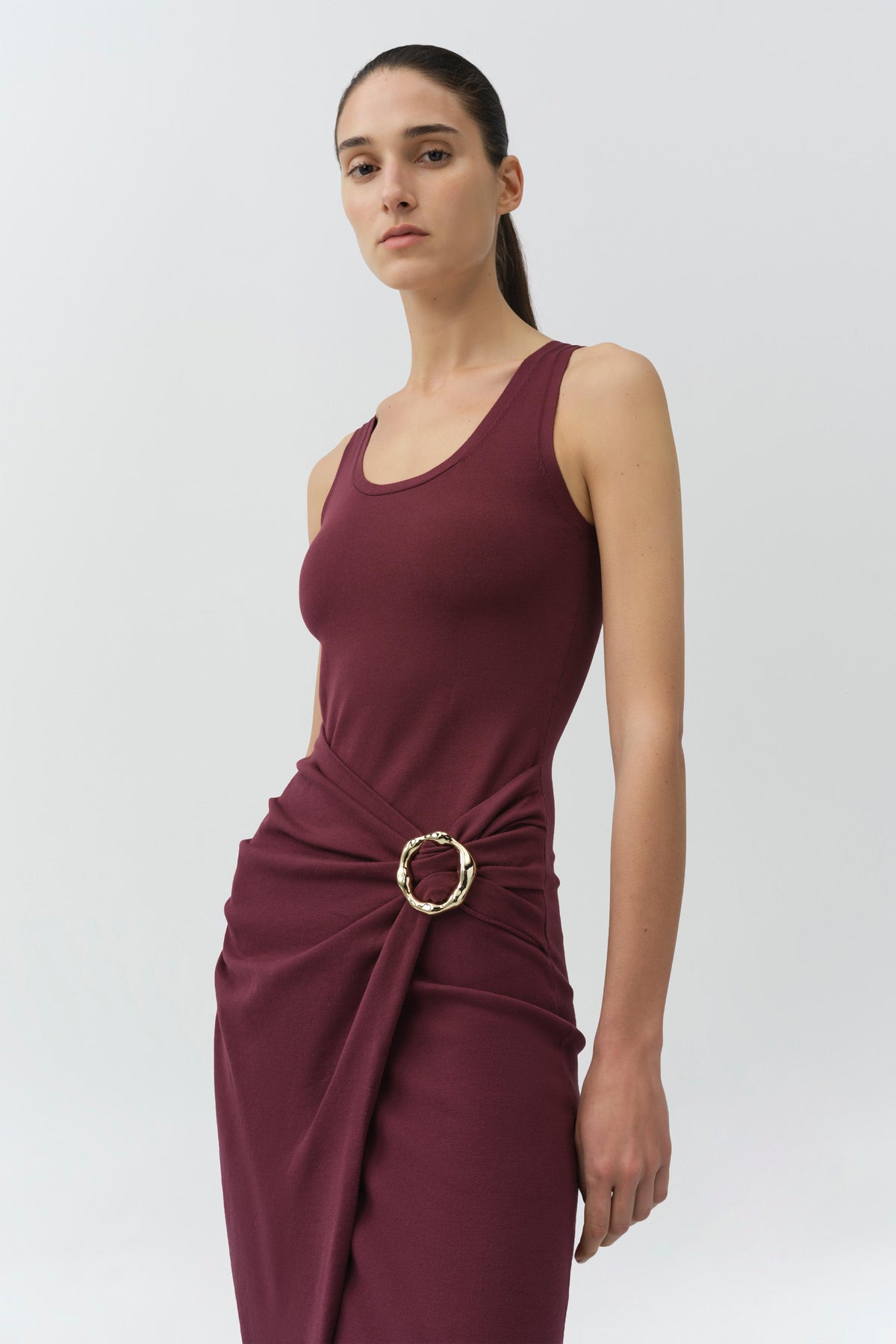 Genne Draped Knit Midi Dress