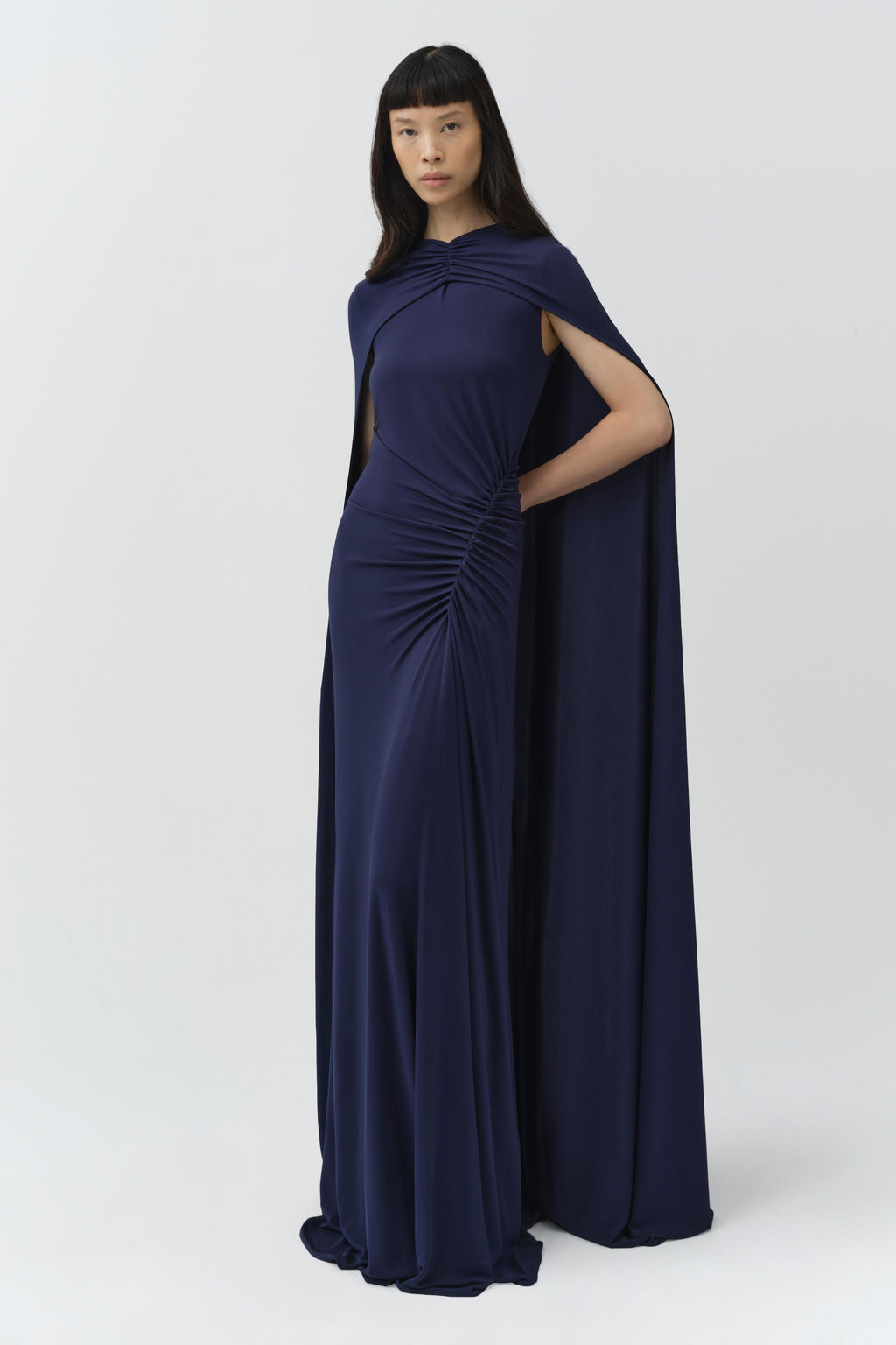 Demi Draped Jersey Cape Gown
