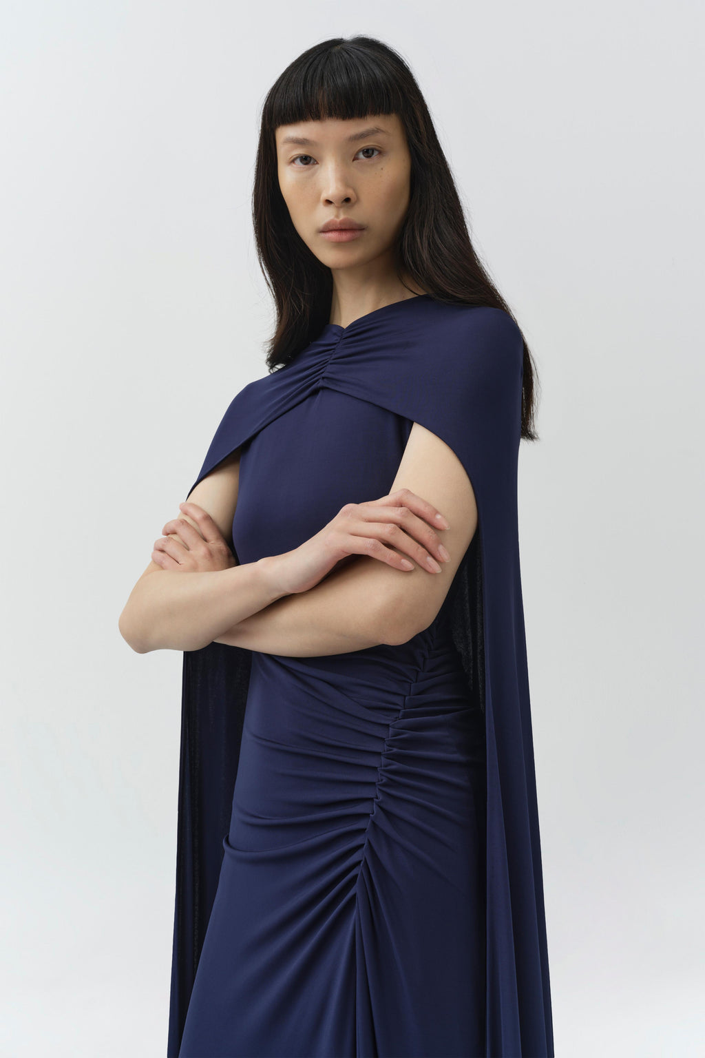 Demi Draped Jersey Cape Gown