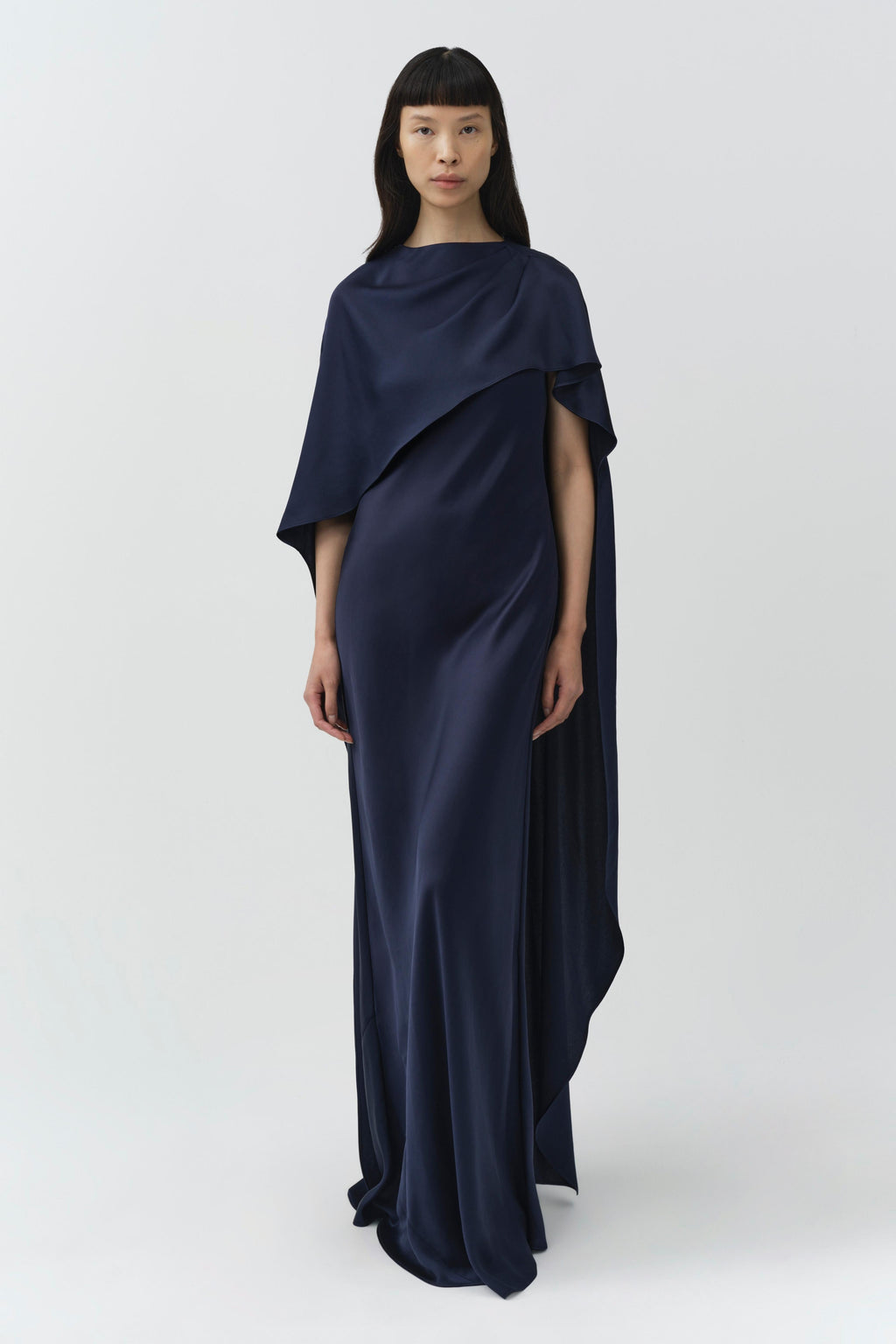 Izel Satin Cape Gown