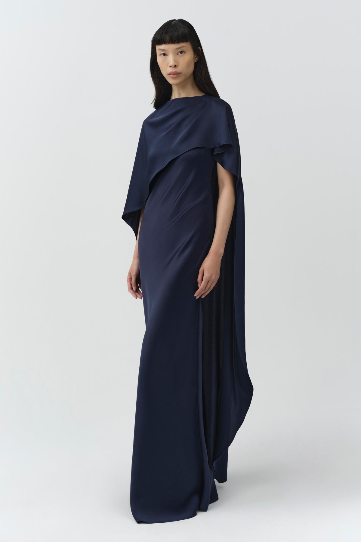 Izel Satin Cape Gown