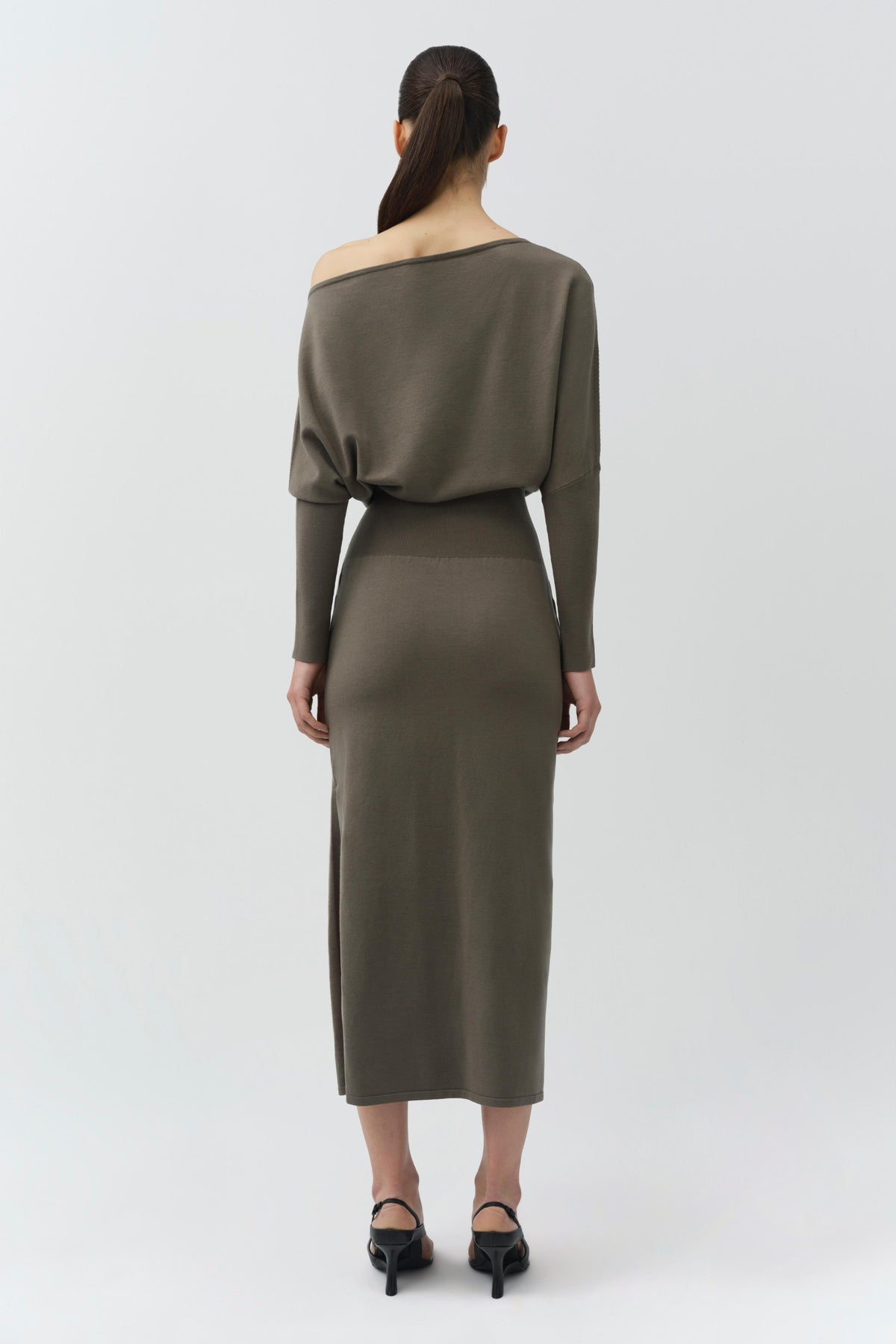 Janese Off Shoulder Knit Midi Dress